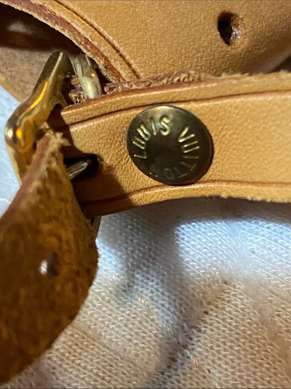Louis Vuitton Tan Leather Luggage Tag with Strap